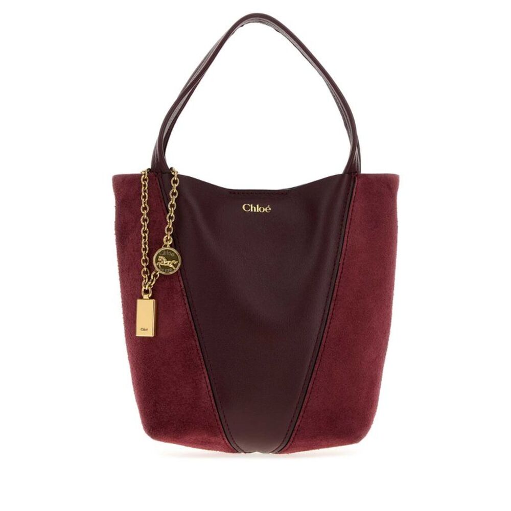 Chloe Women Grape Leather And Suede Small Chloe Spin Bucket Bag